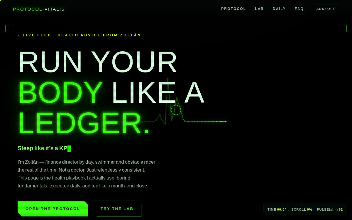 Biohacking oldal minta — előnézet