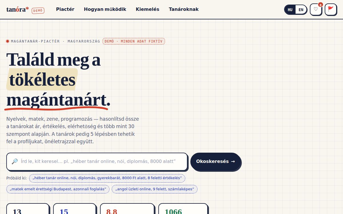 Oktatási piactér minta — előnézet