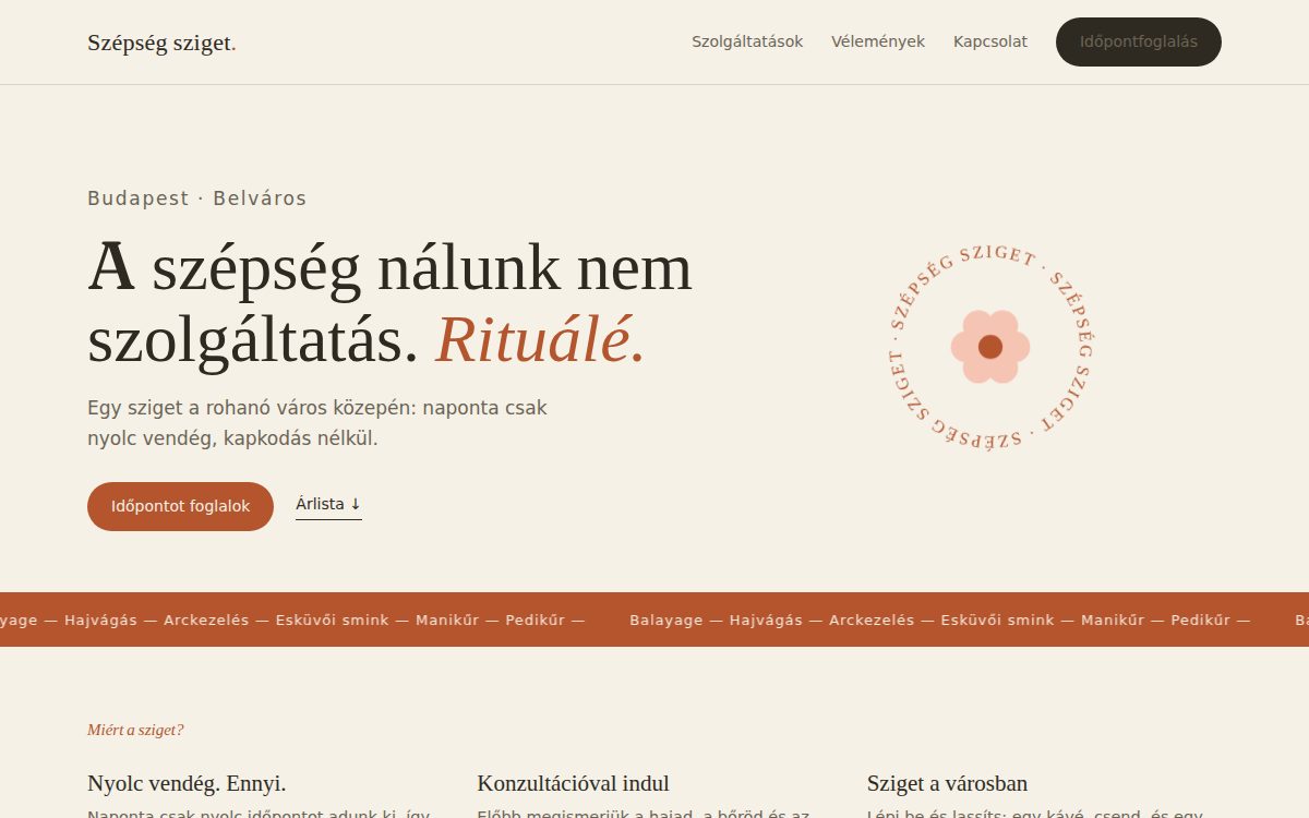 Szépségszalon minta — előnézet